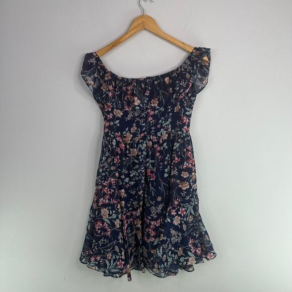 Lulus My Favorite Navy Blue Floral Print Off-the-Shoulder Dress - Picture 9 of 9